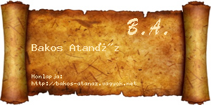 Bakos Atanáz névjegykártya